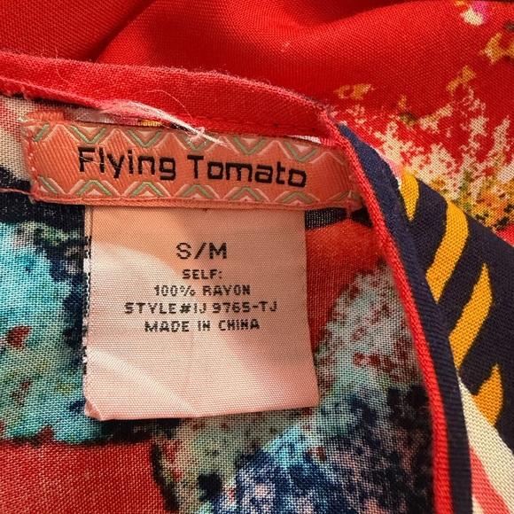 Flying Tomato Red and Multicolor Kimono 100% Rayon - Gorgeous ♥️ - Picture 5 of 6